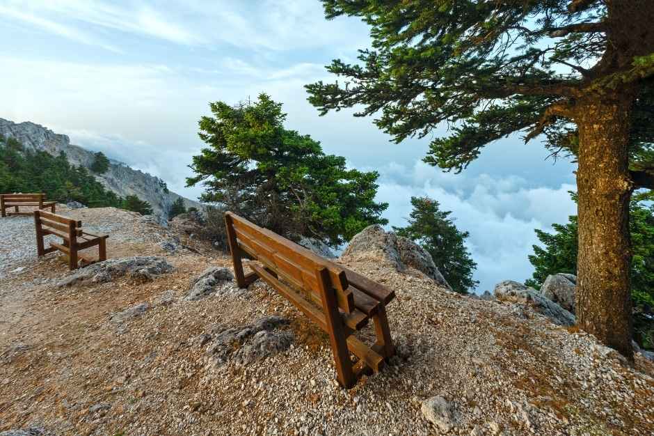 Looking down onto clouds from the top of Mount Aenos, Kefalonia